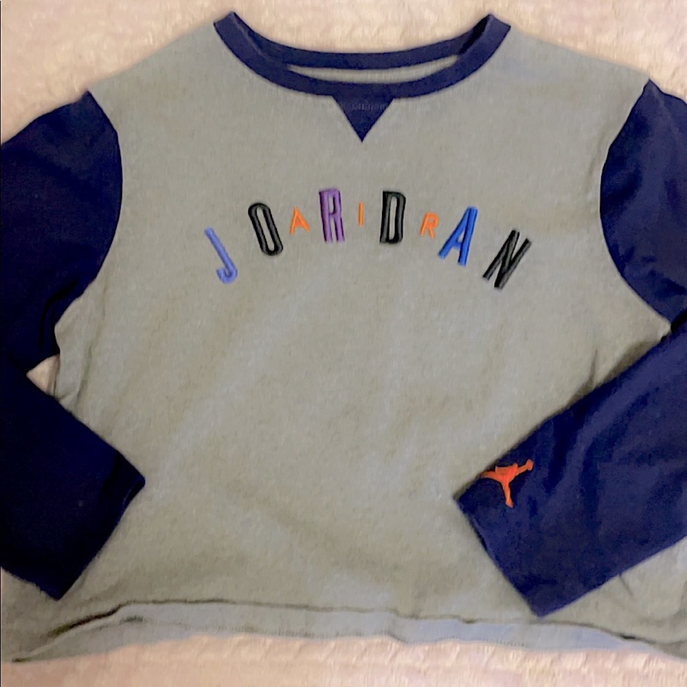 Gray/Blue Jordan Crop top shirt/ size small